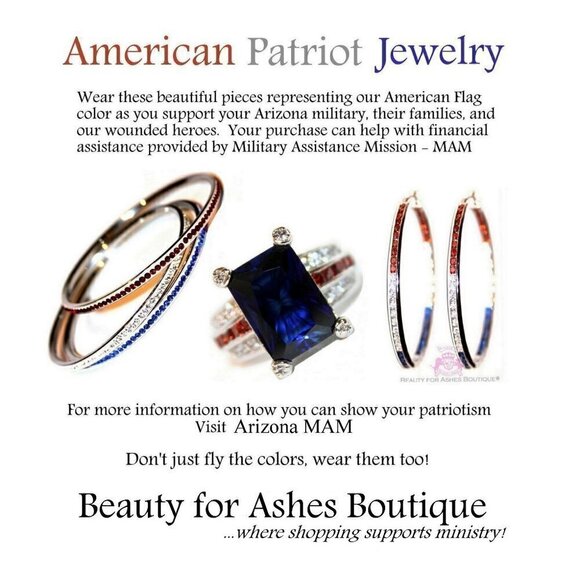 USA American Flag Independence Day 4th of July Patriotic Blue Red White Cz Hoops - Picture 3 of 4